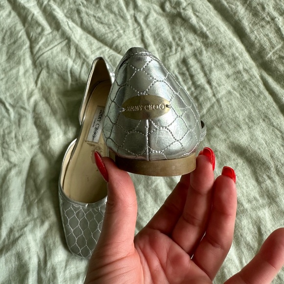 Vintage Jimmy Choo D’Orsay silver quilted leather slip on shoes - Picture 3 of 6